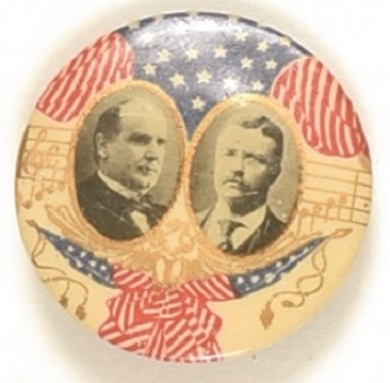 McKinley-Roosevelt Round Musical Notes Celluloid