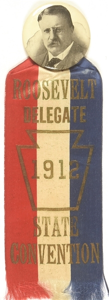 Roosevelt 1912 Delegate Pennsylvania Delegation Pin, Ribbon