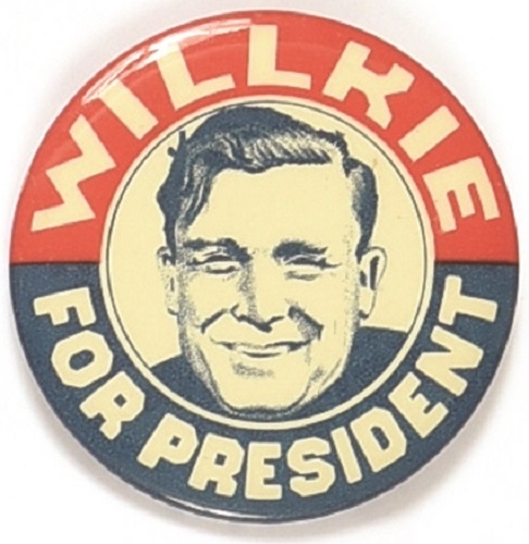 Willkie for President RWB Midwest Badge Portrait Pin