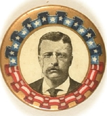 Theodore Roosevelt Unusual Border Design Celluloid