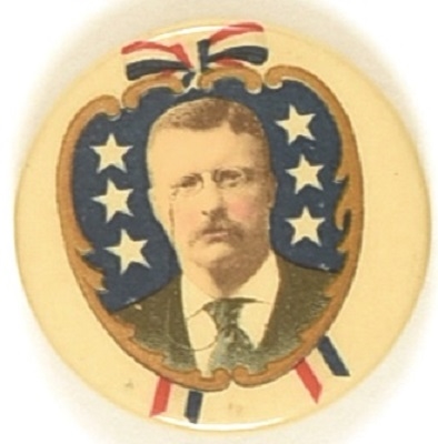 Theodore Roosevelt Colorful Stars and Ribbon Celluloid