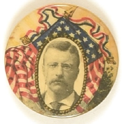 Theodore Roosevelt Baltimore Badge Flag Celluloid