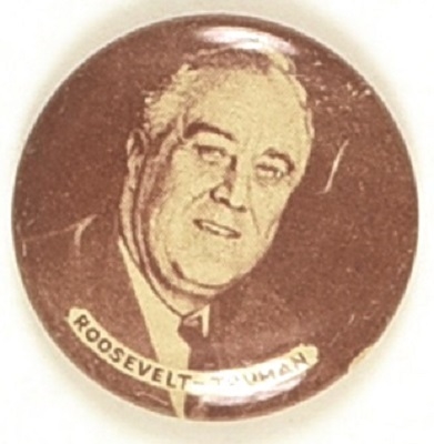Roosevelt, Truman Sepia Litho 1944 Pin