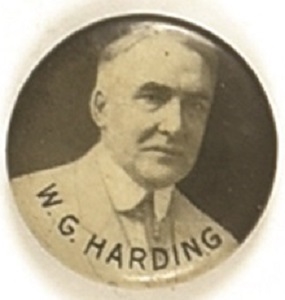 W.G. Harding Scarce Black, White Celluloid