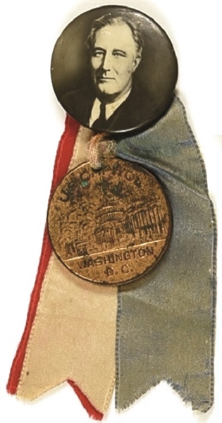 Franklin Roosevelt Pin With Medal, Ribbons