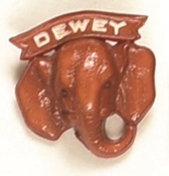Dewey Plastic Elephant Pinback