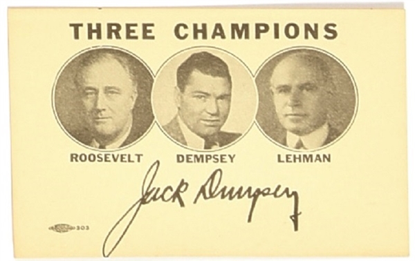 FDR, Dempsey, Lehman Three Champions Campaign Card