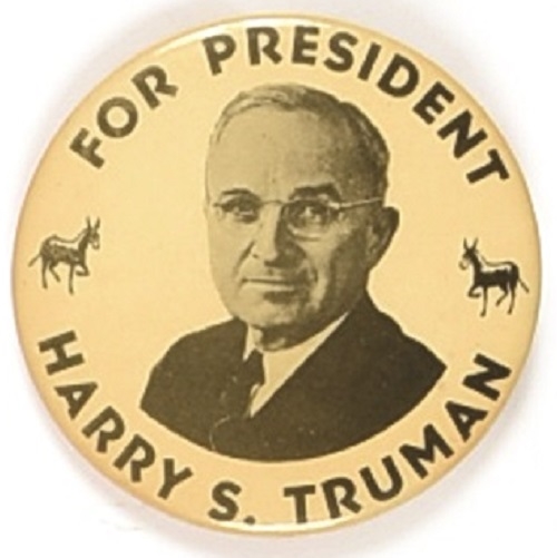 Truman For President Pair of Donkeys Celluloid
