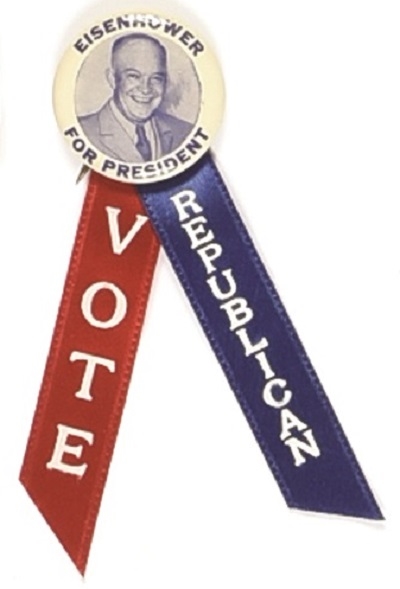 Eisenhower for President Pin, Vote Republican Ribbon