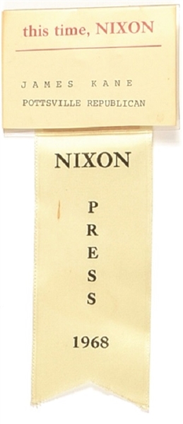This Time Nixon Press Badge and Ribbon