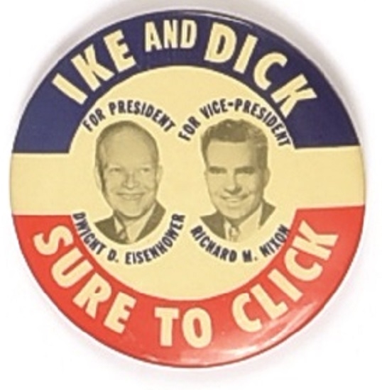 Ike and Dick Sure to Click Red Top Pin