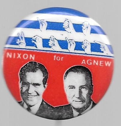 Nixon, Agnew Sign Language Pin 