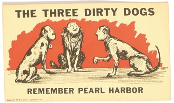 Three Dirty Dogs Remember Pearl Harbor Postcard
