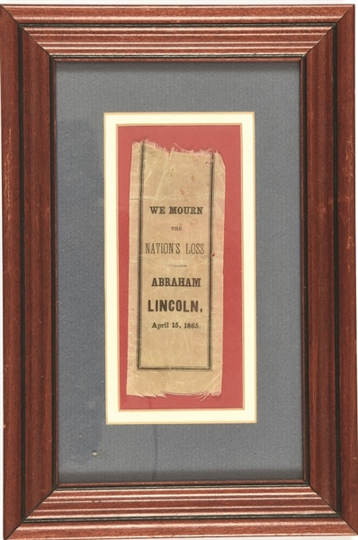 Abraham Lincoln Framed Funeral Ribbon