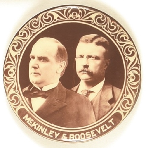 McKinley-Roosevelt Beautiful Sepia Celluloid Jugate