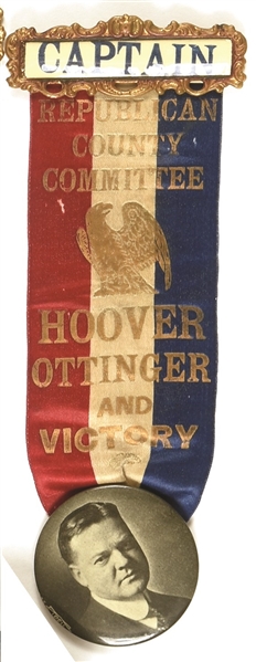 Hoover, Ottinger and Victory 1928 New York Coattail Ribbon