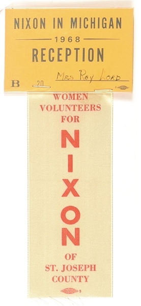 Nixon Women Volunteers Michigan Reception Pin and Ribbon