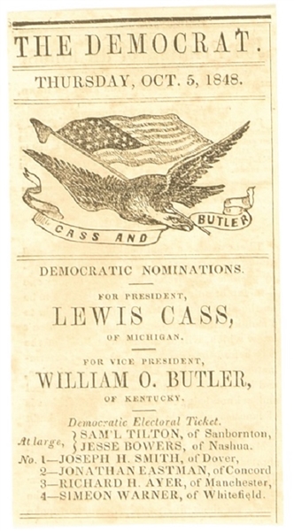 Lewis Cass 1848 New Hampshire Ballot