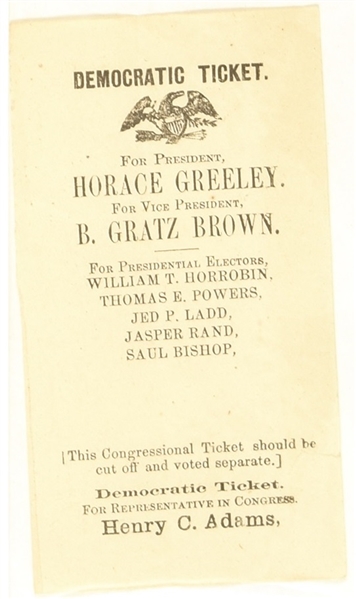 Horace Greeley Wisconsin Ballot