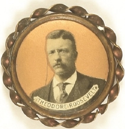 Theodore Roosevelt Framed Gold Color Celluloid