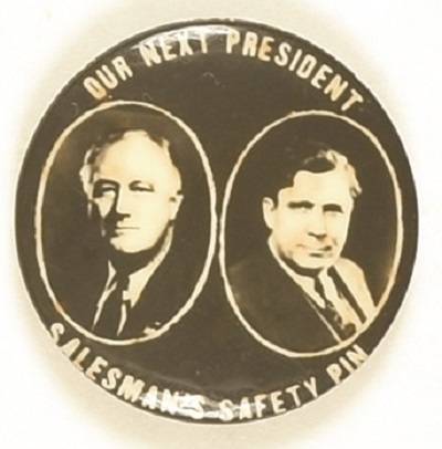 Roosevelt, Willkie Salesmans Safety Pin