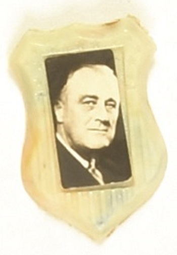 Franklin Roosevelt Plastic Shield Pinback