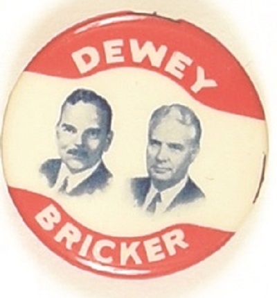 Dewey, Bricker Scarce Celluloid Jugate