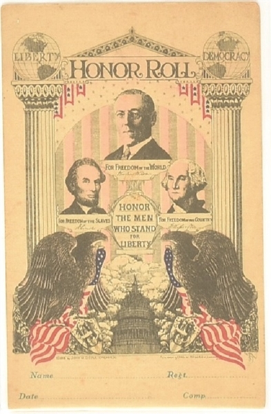 Woodrow Wilson, Lincoln and Washington Postcard