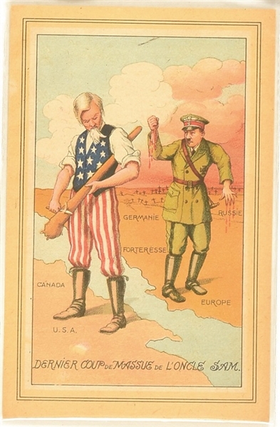 Anti Hitler Last Stroke of Uncle Sam Postcard