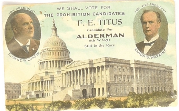 Chafin, Watkins Prohibition Party Postcard