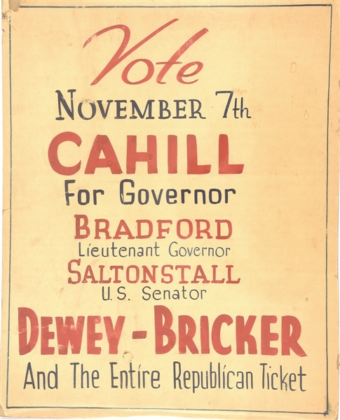 Dewey, Bricker, Cahill Coattail Poster