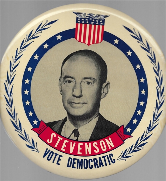 Adlai Stevenson Shield and Laurel 9 Inch Celluloid