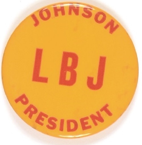 LBJ, Johnson President Super Scarce Gold and Red Celluloid