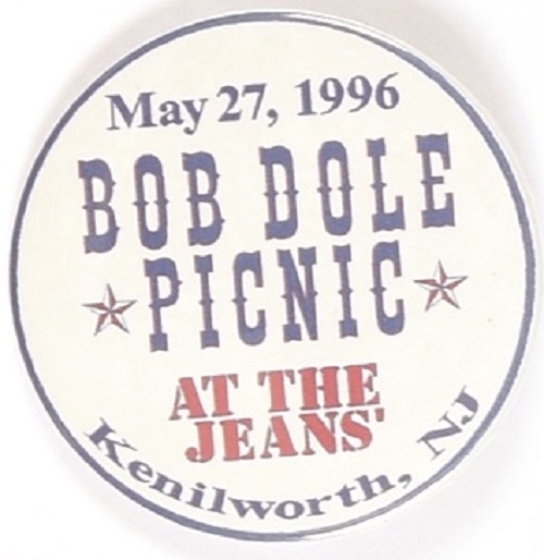 Bob Dole Picnic at the Jeans New Jersey Pin