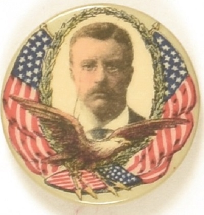 Theodore Roosevelt Eagle and Flags Celluloid