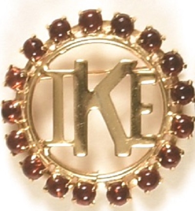 Eisenhower Ike Brooch With Red Beads