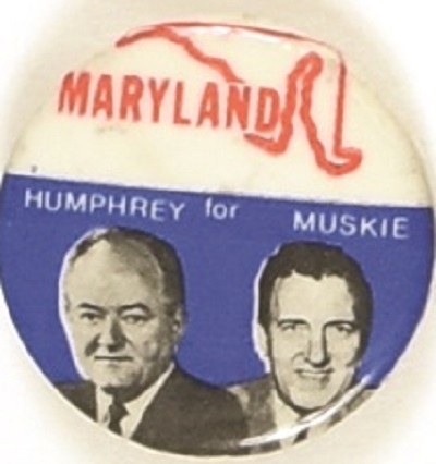 Humphrey, Muskie 1968 State Set Maryland