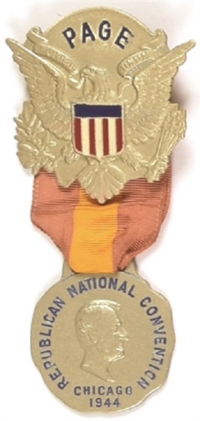 Dewey 1944 Convention Page Badge