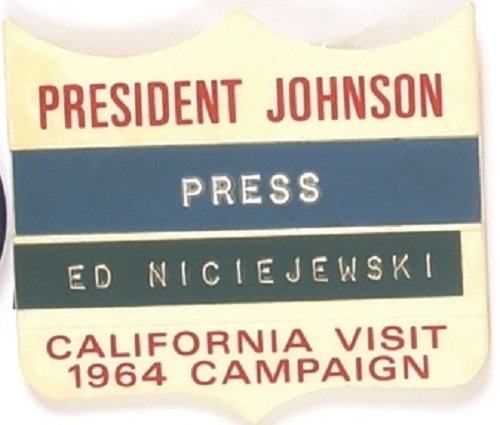 President Johnson Press Badge