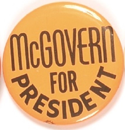 McGovern for President Orange 1968 Celluloid