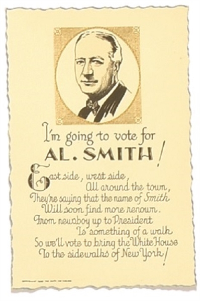 Al Smith Campaign Card