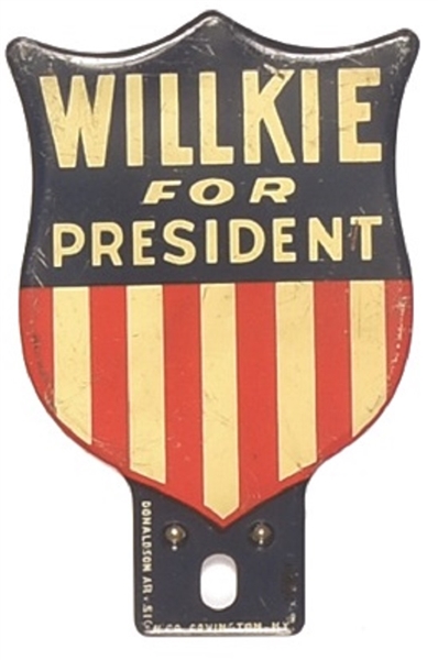 Willkie for President Shield License Attachment