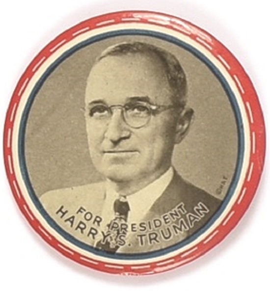 Truman for President Scarce Larger Size Celluloid