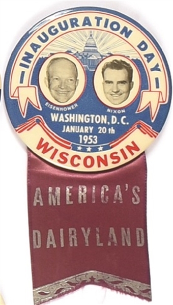 Eisenhower, Nixon Wisconsin Inaugural Pin and Ribbon