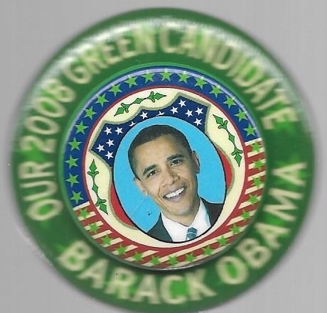 Obama Green Candidate Double Decker Pin 