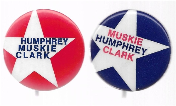 Humphrey, Muskie Clark Pair of Pennsylvania Pins