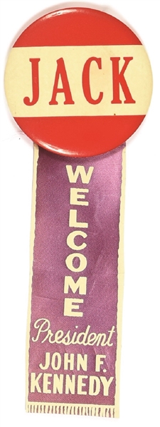 Jack, Welcome President Kennedy Pin and Ribbon