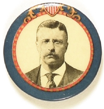 Theodore Roosevelt Shield, Filigree, Blue Border