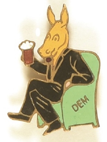 FDR Democratic Donkey and His Beer Enamel Pin
