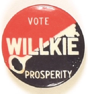 Vote Willkie Prosperity Key Celluloid